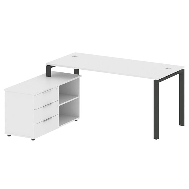 Metal System Р. ст. с тумбой на П-образном м/к БП.РС-СТС-2.4 (L) Белый/Антрацит металл 1700*1520*750 - Вид 1