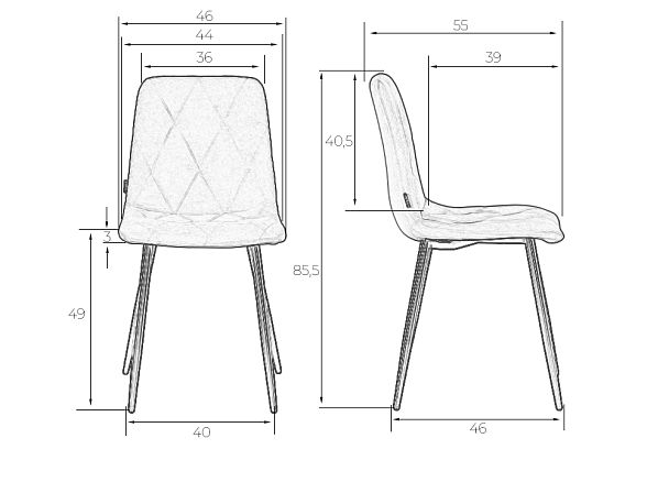 Стул обеденный DOBRIN CHILLY ROMBO (Серо-голубой Simple 26, основание белый) - Вид 7
