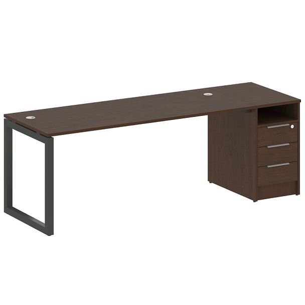 Metal System Quattro Р. ст. с тумбой на О-образном м/к 50БО.РС-СТП-1.5 Венге/Антрацит металл 2212*720*750 - Вид 1