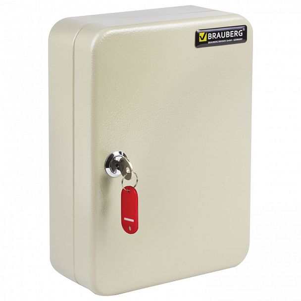 Шкафчик (Ключница) на 48 ключей BRAUBERG, 250х180х80 мм, с замком, + 48 брелоков, серый, 290338 - Вид 2