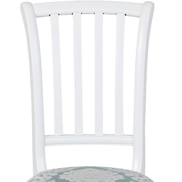 Стул деревянный с мягким сиденьем Бэль Белая эмаль/Бирюзовый жаккард - Вид 7