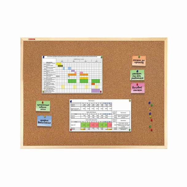 Доска пробковая для объявлений 90х120 см, деревянная рамка, BRAUBERG Wood, 238312 - Вид 3