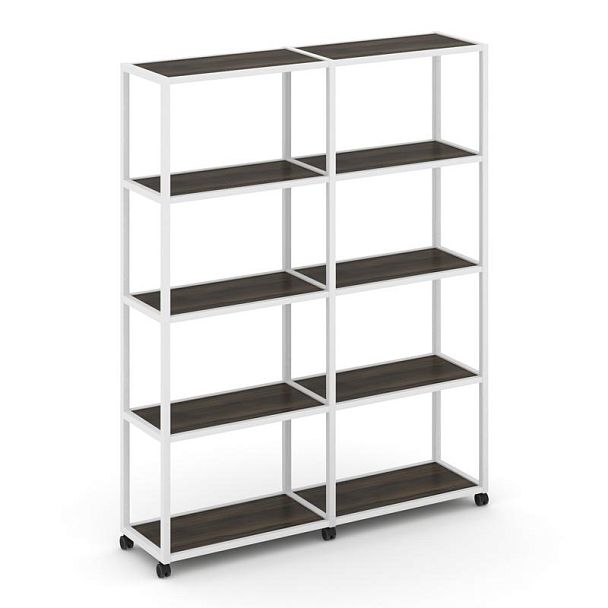 Shelf Mobile Стеллаж 5 уровней 2 секции VR.LT-STK-511.10 Дуб Мали/Металл Белый 1970*400*2000 - Вид 1