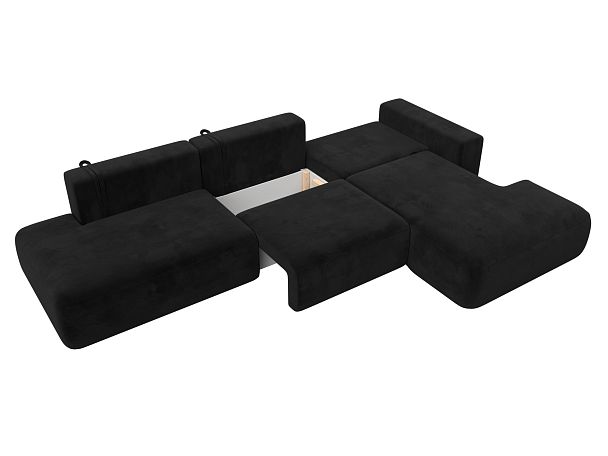 Диван угловой Лига-036 Модерн Лонг правый угол Велюр черный - Вид 8