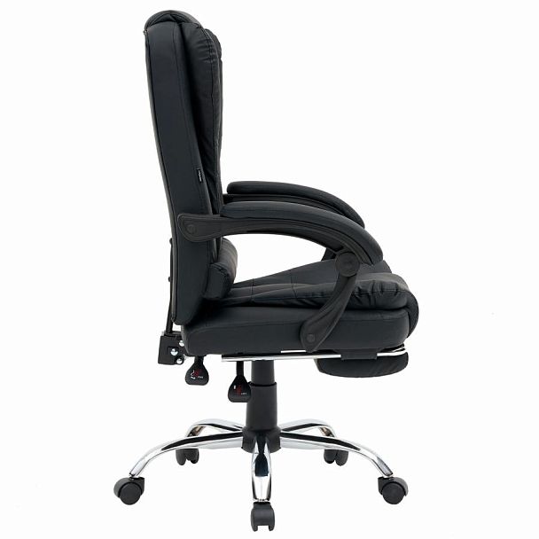 Кресло офисное CROMEX "Chill MS-005", с функцией вибромассажа, подножка, экокожа, черное, 532958 - Вид 4