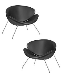 Набор 2 шт Кресло дизайнерское DOBRIN EMILY (черный винил YP16, хромированная сталь) - Фото предпросмотра