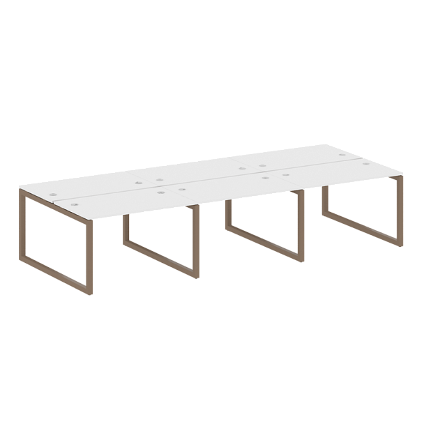 Metal System Quattro Р. ст. на 6 раб. места на О-образном м/к 50БО.СМ-6.2 Белый/Мокко металл 3600*1475*750 - Вид 1