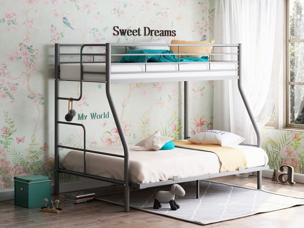 Двухъярусная кровать "Гранада-3 140" серая - Вид 1