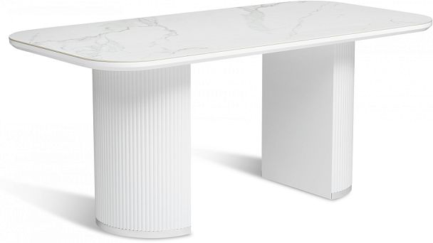 Стол керамический Сайлент 180х90х79 Белый мрамор/Белый - Вид 1