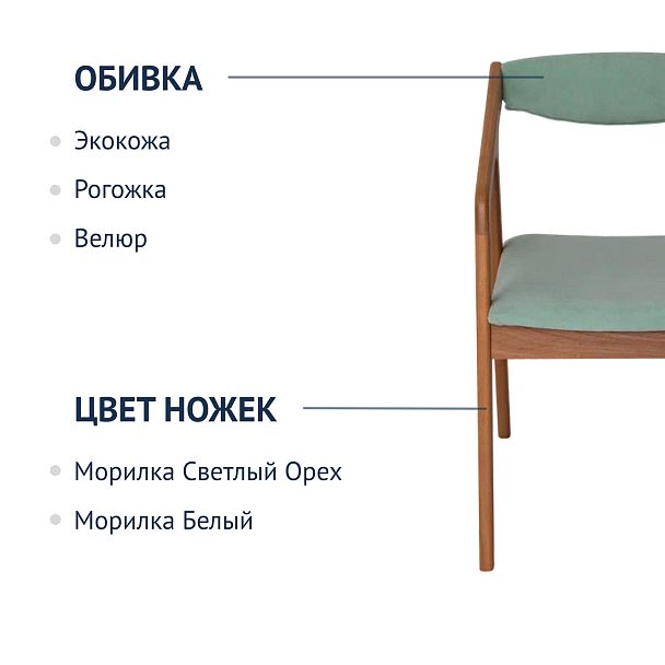 Полукресло Fendi, велюр Teddy 337, бук под лак - Вид 3