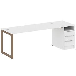 Metal System Quattro Р. ст. с тумбой на О-образном м/к 50БО.РС-СТП-1.5 Белый/Мокко металл 2212*720*750 - Фото предпросмотра