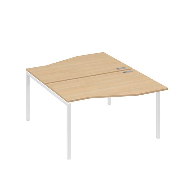 Рабочая станция каркас DUE столы (2х140) Техно A4 А4 Б2 190 БП натуральный дуб / металлокаркас белый - Вид 1