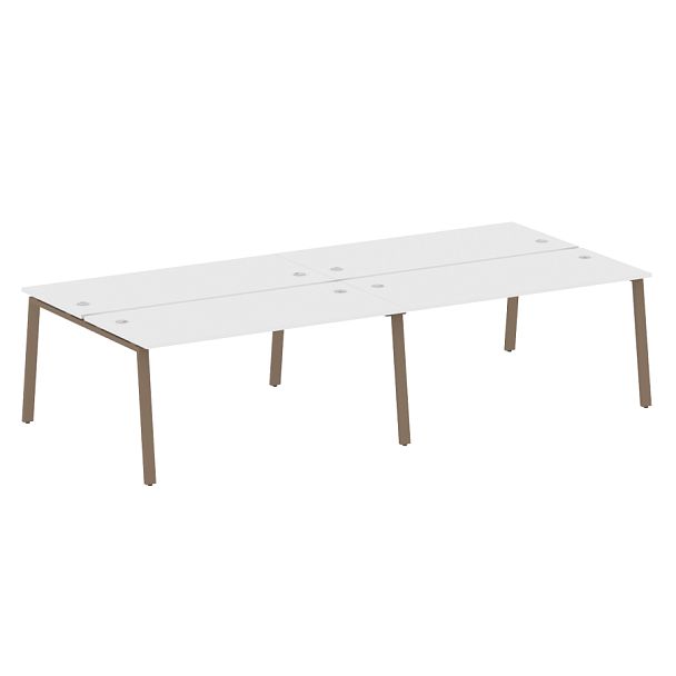 Metal System Р. ст. на 4 раб. места на А-образном м/к БА.СМ-4.4 Белый/Мокко металл 3200*1475*750 - Вид 1