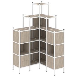 Loft Угловой внутренний стеллаж наборный VR.L-45 Дуб аттик/Белый металл 1278*1278*2280 - Фото предпросмотра