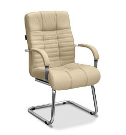 Кресло Атлант HSX натуральная кожа с компаньоном / бежевая NL53 - Фото предпросмотра