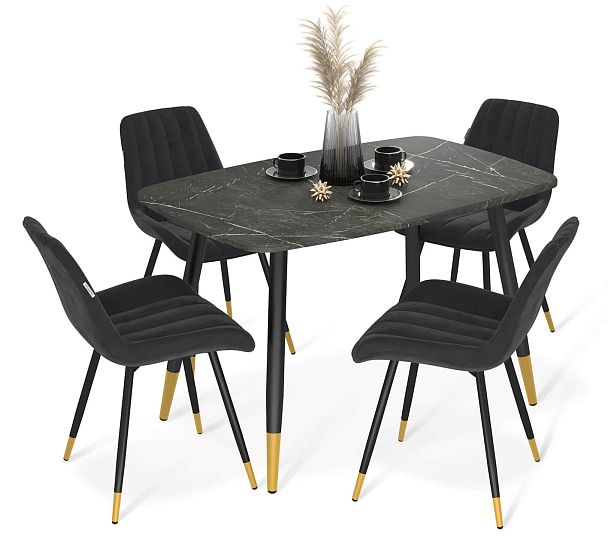 Обеденная группа Sheffilton SHT-DS283 сангай/черн. муар/золото/ночн. затм. - Вид 2