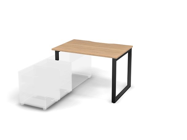 MATRIX 121B100-O Стол прямой, опора на тумбу, вырез. (O-опоры) 1180х780х775 Швейц-й вяз/Темно-серый - Вид 1