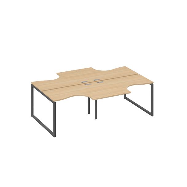 Рабочая станция (4х120) опоры QUATTRO столы Классика A4 А4 Б4 180-2 БП натуральный дуб / металлокаркас антрацит - Вид 1
