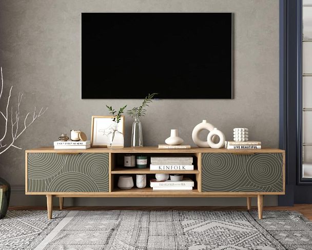 Комод Line с нишей низкий под TV R27/browngrey - Вид 5
