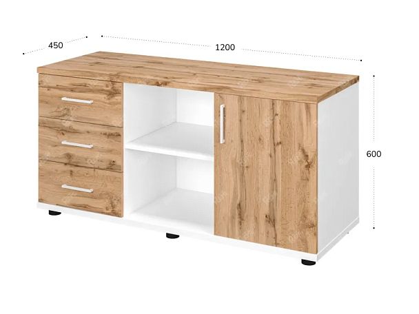 TANDEM RTD042-120L-V Тумба под оргтехнику левая 1200х450х600 Вотан/Белый - Вид 2