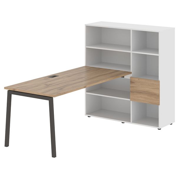 Стол-стеллаж ELRST 1217 Дуб Денвер светлый/Мокко/Белый 2190х1250х1355 EDIS - Вид 1