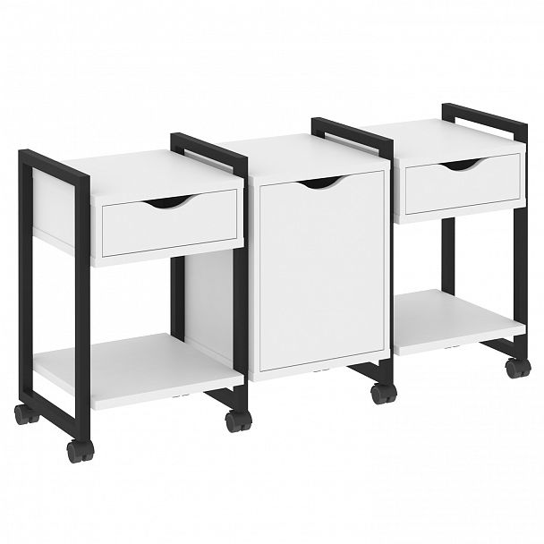 Тумба на колесах наборная "Loft" VR.L-TN-6.K белый бриллиант/черный - Вид 1