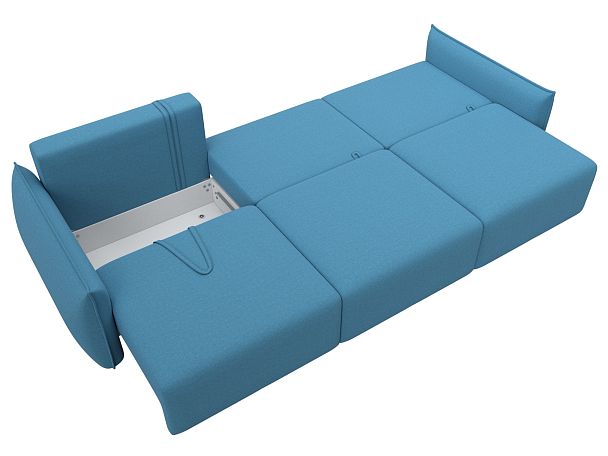 Диван прямой Лига-051 НПБ Лонг Рогожка голубой - Вид 9