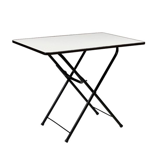 Стол Лидер 6, 800*800, белый, кромка черная, каркас черный - Вид 1