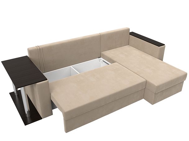 Угловой диван Атланта Лайт правый (полностью велюр бежевый) - Вид 7