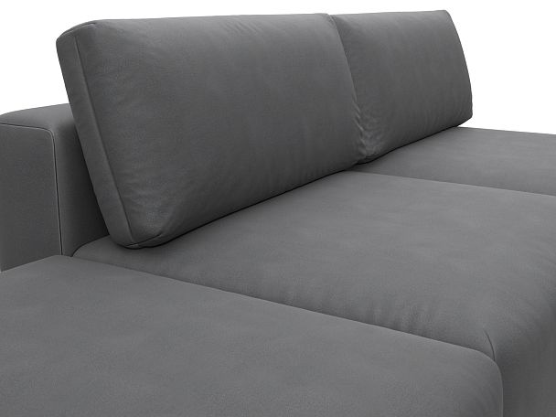 Диван угловой модульный с пуфом Лига-060 НПБ угол универсальный Искусственная замша серый - Вид 4