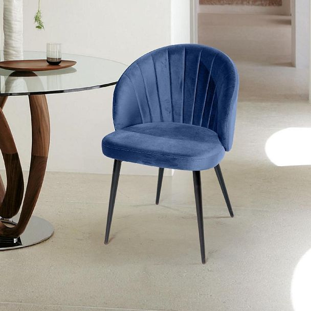 Стул Mont Blanc, бархат синий 29 / черный конус - Вид 4