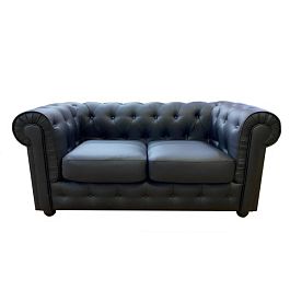 (new-d2-bl) Диван офисный Ньюфорд двойной Размер: 168 х 84 см, черный Ecotex 3001 - Фото предпросмотра