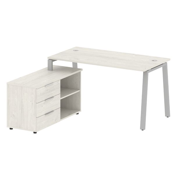 Metal System Р. ст. с тумбой на А-образном м/к БА.РС-СТС-2.3 (L) Дуб наварра/Серый металл 1500*1520*750 - Вид 1