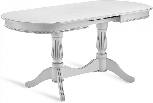 Стол деревянный раздвижной Кайнс 120(160)х80х76 Белый с серебряной патиной - Вид 4