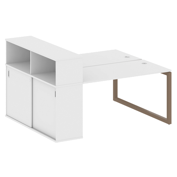 Metal System Quattro Р. ст. с шкафом-купе на О-образном м/к 50БО.РС-СШК-2.3 Т Белый/Мокко металл 1810*1475*1098 - Вид 1