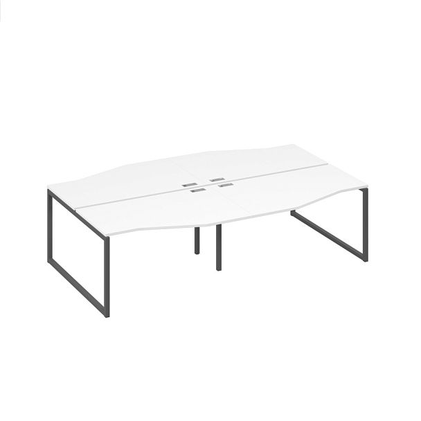 Рабочая станция столы Техно на металлокаркасе DUE (4х140) A4 А4 Б2 190-2 БП белый премиум / металлокаркас антрацит - Вид 1