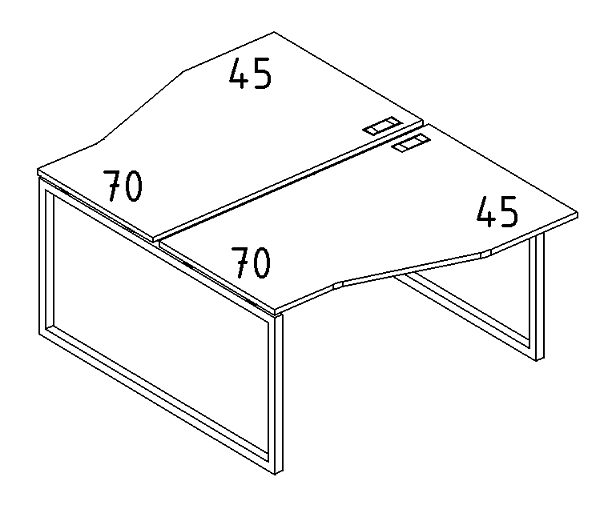Рабочая станция каркас QUATTRO (2х120) столы Техно A4 А4 Б4 189 БП венге / металлокаркас белый - Вид 3