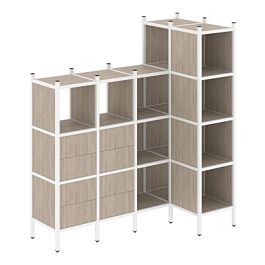 Loft Угловой внутренний стеллаж наборный VR.L-47 Дуб аттик/Белый металл 1694*862*1869 - Фото предпросмотра