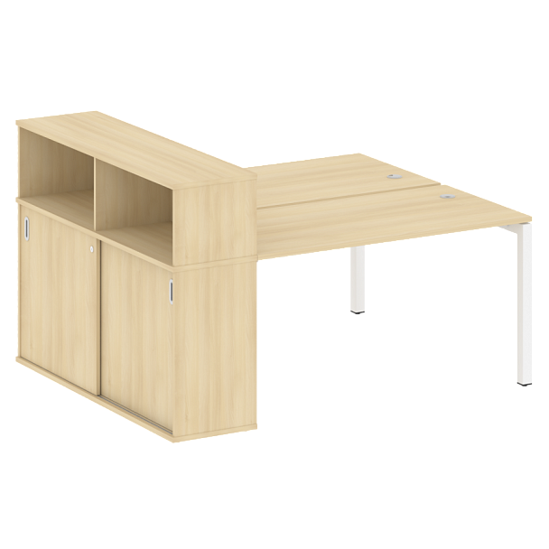 Metal System Quattro Р. ст. с шкафом-купе на П-образном м/к 50БП.РС-СШК-2.3 Т Акация/Белый металл 1810*1475*1098 - Вид 1