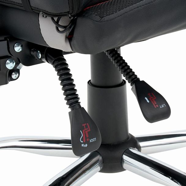 Кресло компьютерное CROMEX "Quantum GM-155 RGB", подсветка, две подушки, экокожа, черное/красное/серое, 532955 - Вид 17