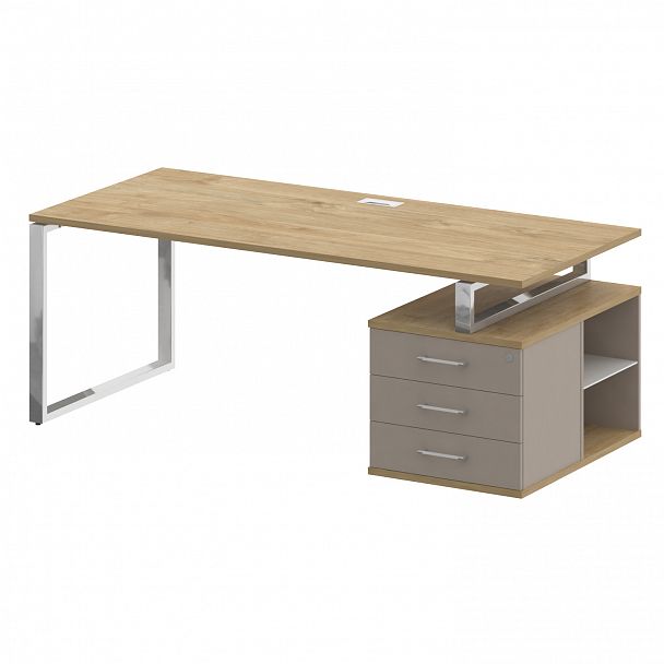 Стол с опорной тумбой "Shift" SK.SRT-200 тиквуд светлый/капучино - Вид 3