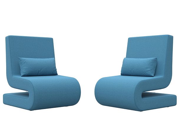 Кресло Волна (2 шт.) Рогожка голубой - Вид 1