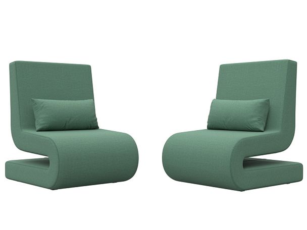 Кресло Волна (2 шт.) Рогожка зеленый - Вид 1
