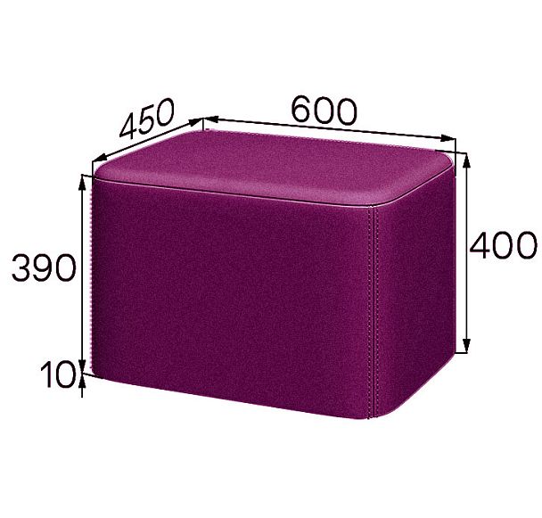 Блок. Пуф 60х40Velvet Lux 32 фиолетовый БК-6040 МВК "Пуфы и банкетки"  ТК-002920003371 фиолетовый - Вид 1