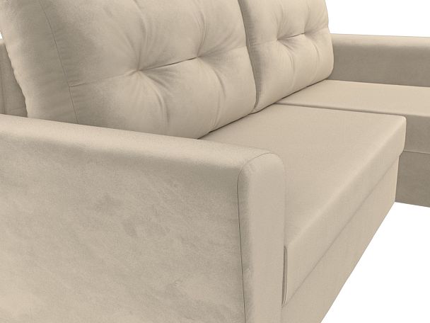 Угловой диван Амстердам Лайт правый (полностью микровельвет бежевый) - Вид 4