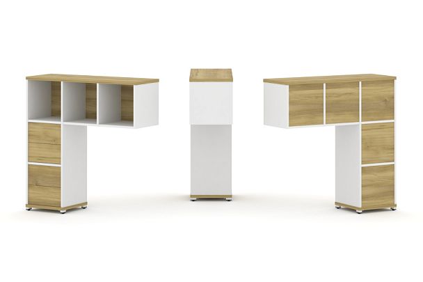 Concept Надставка низкая CN.ONN-003 Дуб Винченцо/Белый Бриллиант/Металл Белый 1099*365*1130 - Вид 1