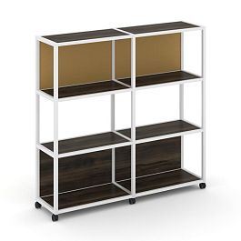 Shelf Mobile Стеллаж 4 уровня 2 секции VR.LT-STK-415.08 Дуб Мали/Металл Белый/W-31 1570*400*1523 - Фото предпросмотра