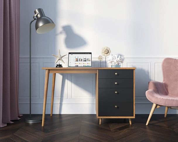 Стол рабочий Berber принт 33 с одной тумбой арт BB31/Print_33 - Вид 5