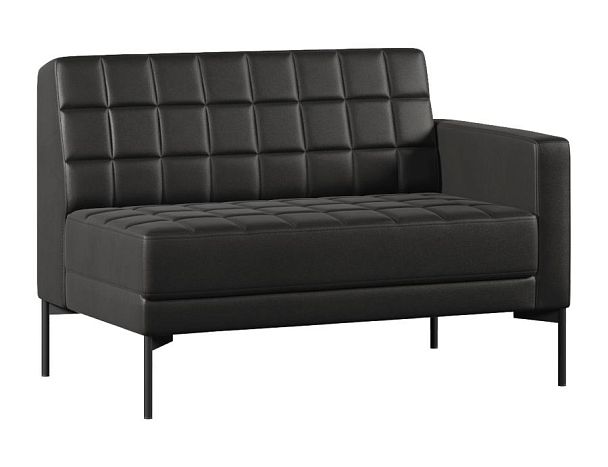 Модуль Everprof Delta с подлокотником двухместный левый Металл Черный Экокожа Черный - Вид 1