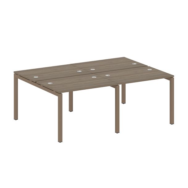 Metal System Quattro Р. ст. на 4 раб. места на П-образном м/к 50БП.СМ-4.1 Вяз/Мокко металл 2000*1475*750 - Вид 1